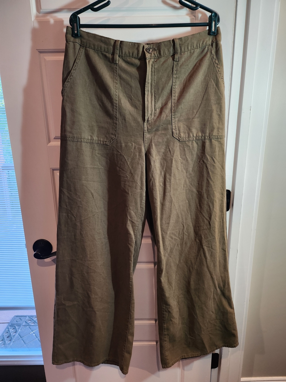 a.n.a Olive Green Wide-Leg Utility Chinos